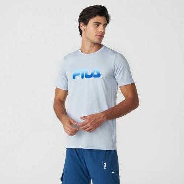 Imagem de Fila Camiseta Basic Run Print Masculina Cinza Claro Estampado