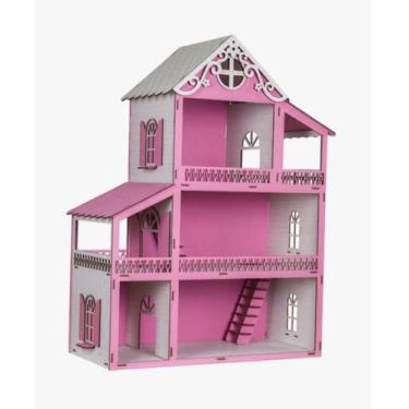 Móvel boneca Barbie de madeira MDF Sala Raque brinquedo Casinha Casa de  boneca com TV