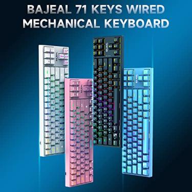 Imagem de K71 Teclado Mecânico com Fio 71 Teclas Teclado para Jogos com Efeito de Luz RGB Azul Interruptor Cabo de Dados Destacável Branco