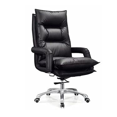 Imagem de MERCB Cadeira de couro para móveis de escritório, cadeira de chefe, cadeira executiva, cadeira de gerente, cadeira giratória de elevação de computador, cadeira de presidente, (cor: marrom