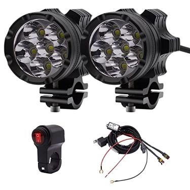 Imagem de Riloer 2 peças de holofote de motocicleta, lâmpada universal de condução de bicicleta 60 W 12 V farol de neblina para motocicleta, caminhão, carro, barco, luzes auxiliares