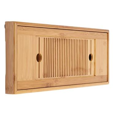 Imagem de serviço de mesa de chá de bambu,Bandeja de chá de bambu, serviço de mesa de chá de bambu de armazenamento de água para mesa de escritório em casa 38 * 15 cm