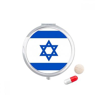 Imagem de Bolsa de bolso com bandeira nacional de Israel da Ásia, porta-comprimidos, caixa de armazenamento de medicamentos, dispensador de espelho para presente