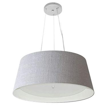 Imagem de Lustre Pendente Cone Cúpula Duplo Tecido 25/60x50 cm, Vivare Iluminação, Pendente4015 CZBR, Cinza/Branco, Grande