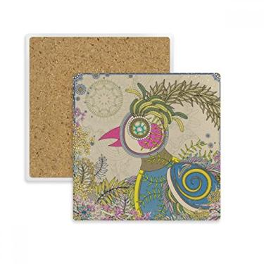 Imagem de Porta-copos de flor com faisão dourado Ukiyo-e Japão, quadrado, porta-copos com pedra isolante