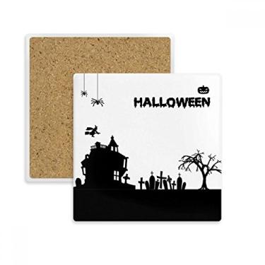 Imagem de Porta-copos quadrado Happy Ghost Fear Halloween da Trees