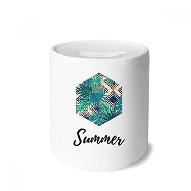 Imagem de Porta-moedas de cerâmica com desenho de plantas verdes Tropics caixa para dinheiro presente de cofrinho