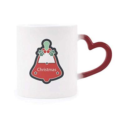Imagem de Caneca Sensível ao Calor com Ícone de Desenho de Natal Sinos de Natal Caneca de Grés Mudança de Cor Vermelha