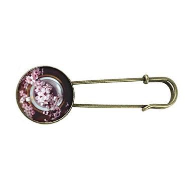 Imagem de Vaso de flor de ameixa rosa Art Deco, presente moderno retrô, broche de metal