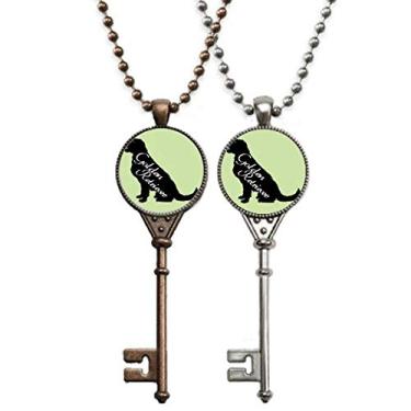 Imagem de OFFbb-USA Colar Golden Retriever com pingente de chave de animal de estimação para decoração de casais