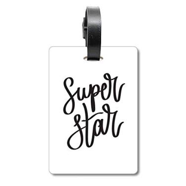 Imagem de Etiqueta de mala com citação Super Star para bagagem e cartão de bagagem