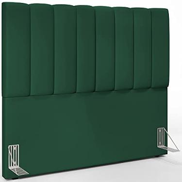 Imagem de Cabeceira Cama Box Casal 140 cm Dália W01 Suede Verde Musgo - Lyam Decor