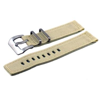 Imagem de Pulseira de relógio de substituição com 2 peças de tela têxtil de qualidade de design italiano 22 mm bege pré-V