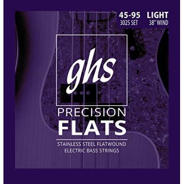 Imagem de GHS Strings 3025 4-String Bass Precision Flats, Cordas de baixo flatwound de aço inoxidável, enrolamento de 96,5 cm, leve (45-95)