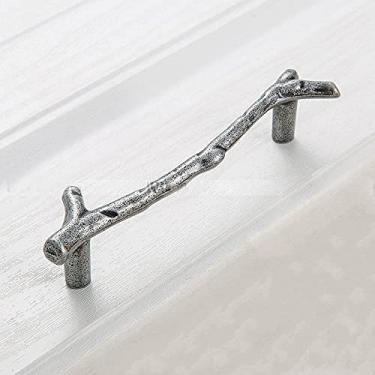 Imagem de Puxador de armário de galho de árvore retrô, cozinha, armário, gaveta, puxador, maçaneta, ferragens, 5 prata 96 mm