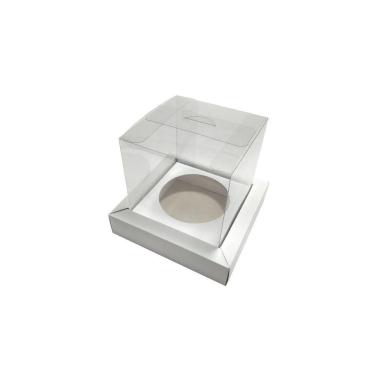 Imagem de Caixa Para Panetone 10X10X12Cm Branco Com Borda Kit 30Und