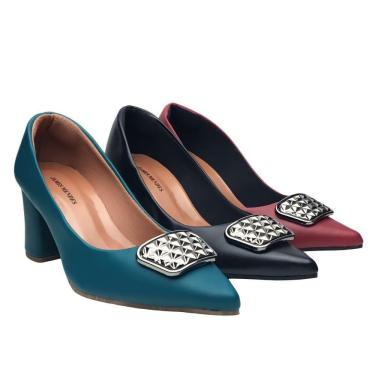 Imagem de Scarpin Salto Bloco Fivela Cor Preto