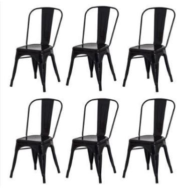 Imagem de Kit 6 Cadeiras Tolix Iron Design Preta Aço Industrial Sala Cozinha Jan