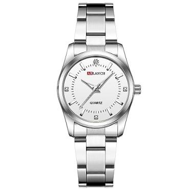 Imagem de YingHwa Relógios para mulheres, moda casual, relógio de quartzo, esportivo, impermeável, relógio de estudante, mostrador de cristal de luxo, relógio feminino com pulseira, Branco