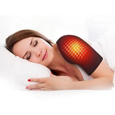 Imagem de Almofada De Aquecimento De Ombro Para Dor No Manguito Rotador Alça De Suporte De Ombro Ajustável Para Artrite Esporte Cinta Para Alívio Da Dor Lesão Unissex Manutenção De Ímã Embutido,Certo,eu,Str