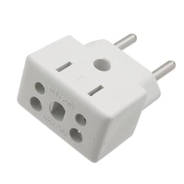 Imagem de Conjunto 5 Adaptadores De Tomada 10A 20A Bivolt Universal Padrão Novo NBR14136 - PREMIUM DUPIN
