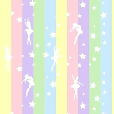 Imagem de Papel de Parede Adesivo Infantil Bailarinas Com Fundo Colorido 2,5m
