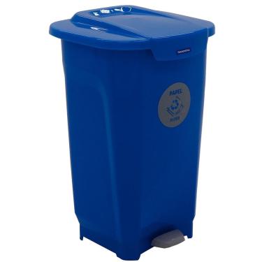 Imagem de Lixeira para Coleta Seletiva com Pedal Tramontina T-Force em Polipropileno Azul - 50 L