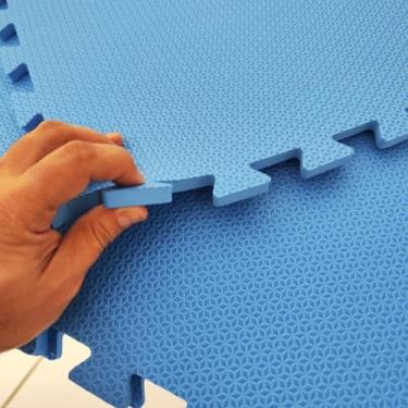 Imagem de Kit 12 Tapete EVA Infantil Azul Royal Tatame p/Bebe Criança Placa de 50x50cm 10mm Área de 3m² Brinquedoteca Atividades