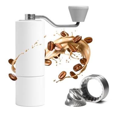 Imagem de TIMEMORE Moedor de café manual com rebarba cônica de aço inoxidável, capacidade de configuração interna ajustável 20 g, para viagem, acampamento, casa, branco