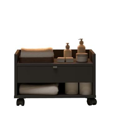 Imagem de Gabinete para Banheiro Armário Multiuso Organizador com Gaveta (Preto)