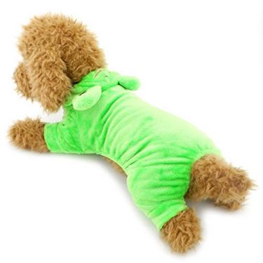 Imagem de Ranphy Cão pequeno/gato fantasia de Halloween roupa sapo roupa de filhote de cachorro pijama aconchegante para animais de estimação chihuahua moletons verde M