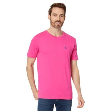 Imagem de U.S. Polo Assn. Camiseta masculina gola redonda pequena pônei, Top grande, rosa, G