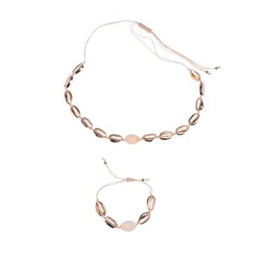 Imagem de Conjunto De 2 Peças colar de corrente de concha colares de conchas para mulheres pulseiras femininas colar para um colar gargantilha colar feminino Popularidade definir Senhorita