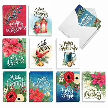 Imagem de The Best Card Company - 20 cartões comemorativos de Feliz Natal (10 desenhos, 2 cada) - Sortimento festivo de férias (10 x 5,12 polegadas) - Feriados alegres AM3523XSB-B2x10