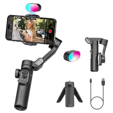 Imagem de AOCHUAN Estabilizador gimbal de 3 eixos para smartphone com luz de preenchimento RGB, estabilizador cardan portátil profissional para iPhone 15, 14, 13, 12 Pro/Max Galaxy S22, gravação de vídeo