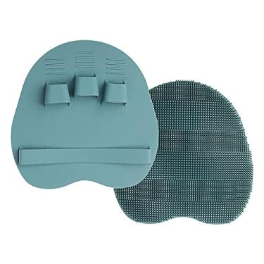 Imagem de 1 pacote com escova de chuveiro de silicone macio para banho esfoliante para a pele, esponja de luva de escovação de pele seca, adequado para peles sensíveis e todos os tipos de pele (verde eucalipto)
