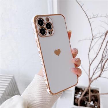 Imagem de Love Heart Art Capa de telefone galvanizada para iPhone 11 12 13 Pro Max 12 13 Mini X XR XS 7 8 Plus SE 2020 Girl Bumper, branco, para iPhone 7