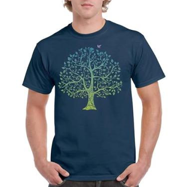 Imagem de BAFlo Camisetas masculinas e femininas com estampa de árvore da vida, Azul escuro, PP