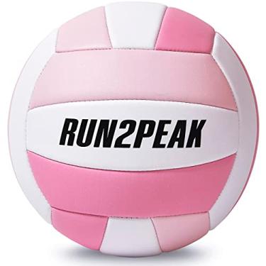 Imagem de RUN2PEAK Bola de vôlei rosa macia presentes para meninas adolescentes crianças jovens equipe iniciantes bolas de vôlei duráveis para ambientes internos ao ar livre praia piscina brinquedo aquático tamanho 5 oficial treinamento bola de vôlei