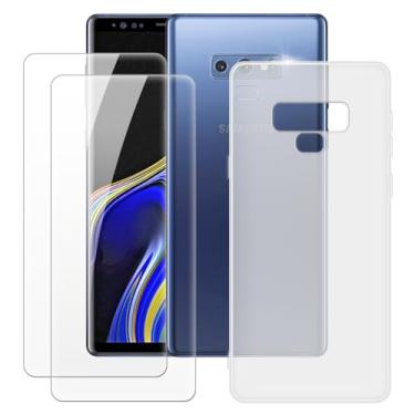 Imagem de MILEGOO Capa para Samsung Galaxy Note 9 + 2 peças protetoras de tela de vidro temperado, capa de TPU de silicone macio à prova de choque para Samsung Galaxy Note 9 (6,4 polegadas) branca
