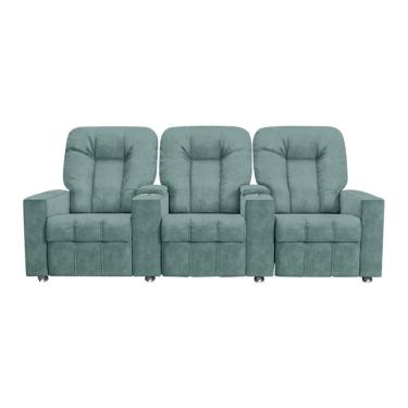 Imagem de Poltrona Reclinável Para Cinema 3 Lugares Sora Veludo Azul Claro Fh1 - D`rossi