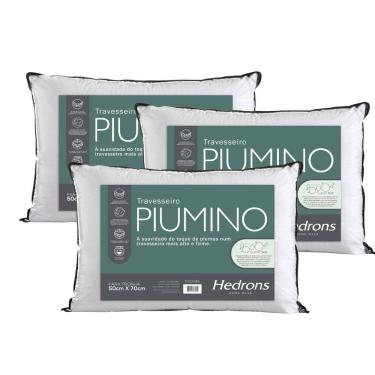 Imagem de Kit 3 Travesseiros Hedrons Piumino Toque De Plumas 50x70 cm
