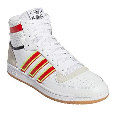 Imagem de adidas Tênis de basquete masculino Originals Top Ten Hi, Branco/vermelho vívido/amarelo, 42 BR
