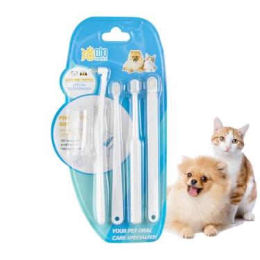 Imagem de Kit de escova de dentes para cães, kit de escovação de dentes de gato, adequado para todos os cuidados dentários de gatos e cães. Kit de cerdas macias, kit de escova de dentes para animais de