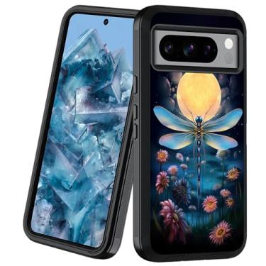 Imagem de BXIKEOPIU Capa de telefone projetada para Google Pixel 8 Pro, capa protetora resistente à prova de choque de 3 camadas à prova de poeira/queda para Google Pixel 8 Pro (6,7 polegadas, 2023), libélula