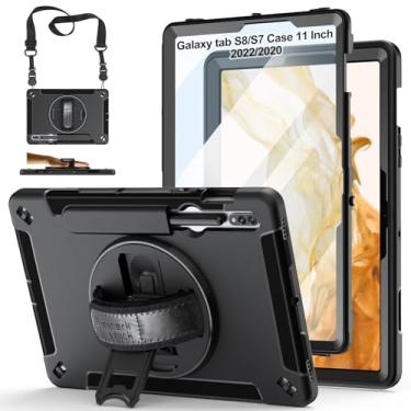 Imagem de Capinha para Samsung Tab S7/S8 11 Inch 2022: Grau militar à prova de choque Capa protetora TPU para Galaxy Tablet S7 5G 11 Inch 2020 W/Stand - Punho - Pulseira de Ombro - S-Pen Holder