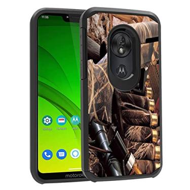 Imagem de BWOOLL Capa para Motorola Moto G7 Power/Moto G7 Supra, capa de proteção à prova de choque de camada dupla de policarbonato rígido híbrido e silicone macio, caça de pato, camuflagem, espingarda, balas