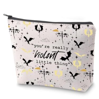 Imagem de ZJXHPO Bolsa cosmética com citação Fourth Wing You're Really A Violent Little Thing, bolsa de maquiagem com zíper, kit de sobrevivência para livros, Violento, Não