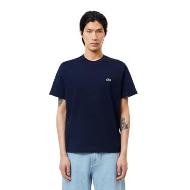 Imagem de Lacoste Camiseta masculina de jérsei de algodão de modelagem clássica, Azul marinho, G