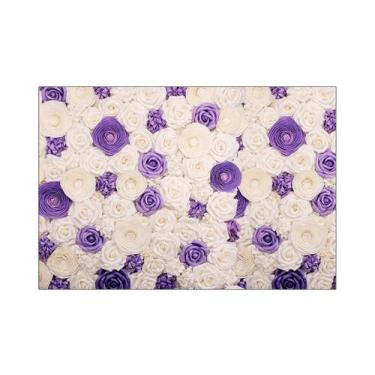 Imagem de Fundo Fotográfico 2,20 x 1,50 - Parede de Flores Branca e Lilás 048 - 